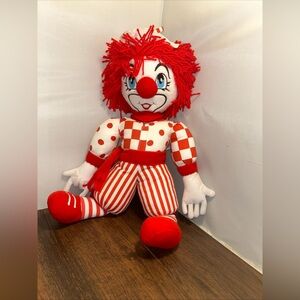 Nugget the Clown Doll 23" Plush Soft Toy Red White Red Yarn Hair 1999 Vintage